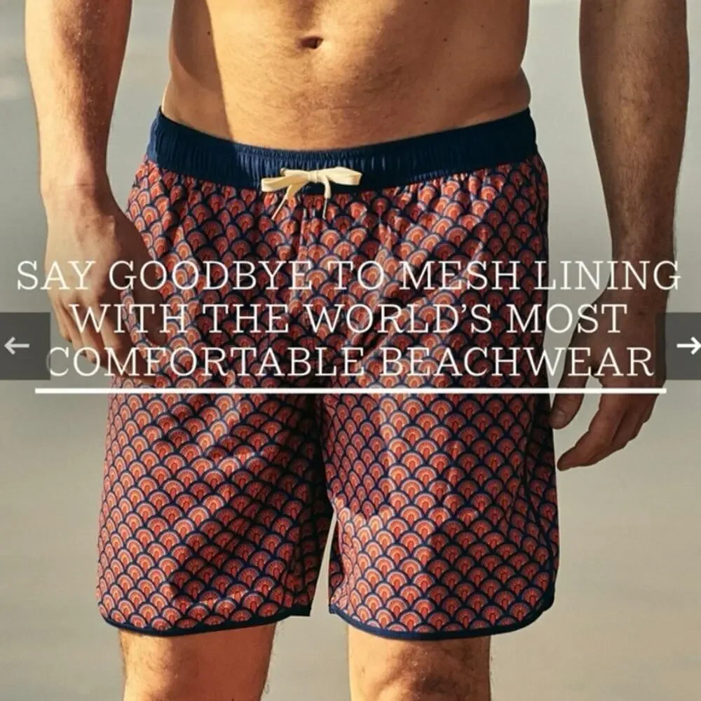 Fair Harbor The Anchor Men’s Performance Swim Trunks Size XXL 2XL Geo Print 8”